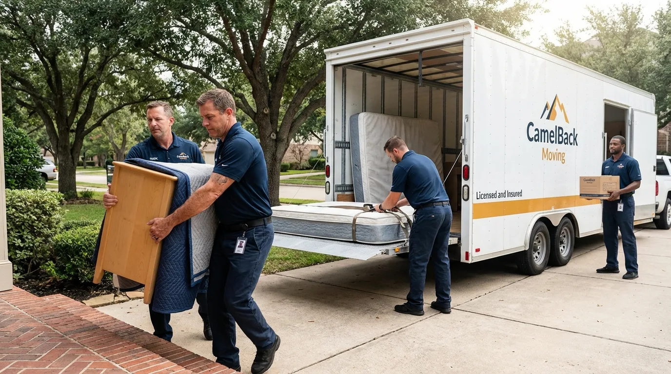 Crew loading residential truck for cross-state move from Erie, CO
