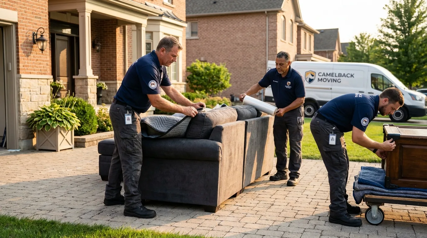Large estate moving crew wrapping furniture in Erie, CO